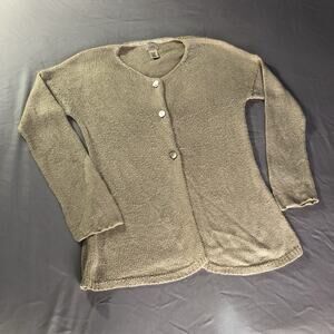 Vintage Women's LL Bean Linen Knit Cardigan Shell Buttons Women’s Size Large